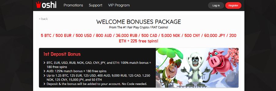 oshi casino bonus